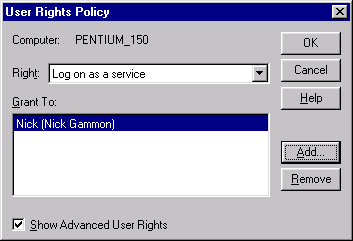User rights example